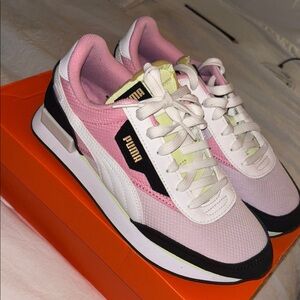 Puma Pink and Black Retro Sneakers